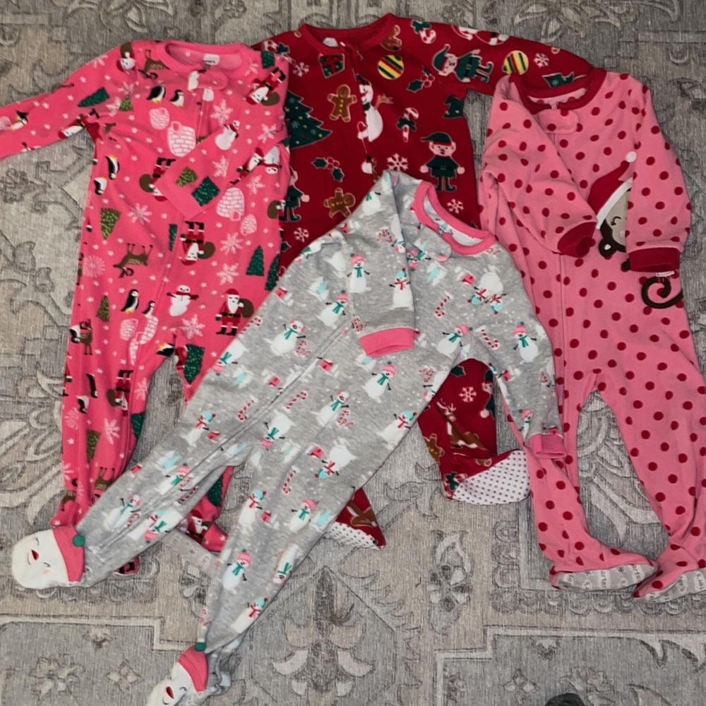 4 Holiday Themed fleece pajamas